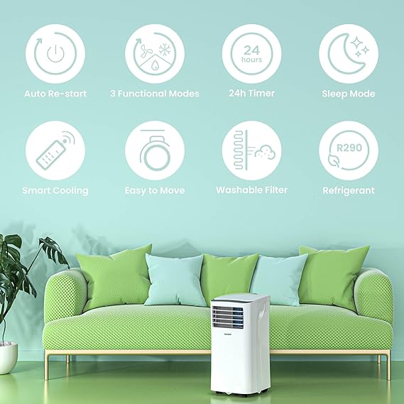 FreshAir Climatiseur Mobile 8000 BTU/h | 60% REMISE | 19 €