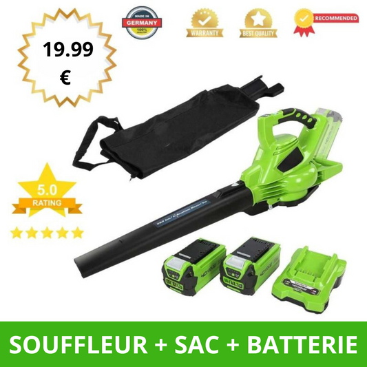 Souffleur-Aspirateur Électrique Pro Sans Fil (+ Batterie Offerte)